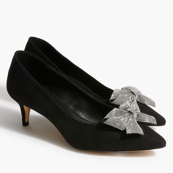 J Crew Rhinestone Embellished Bow Esme Heels - Picture 1 of 7